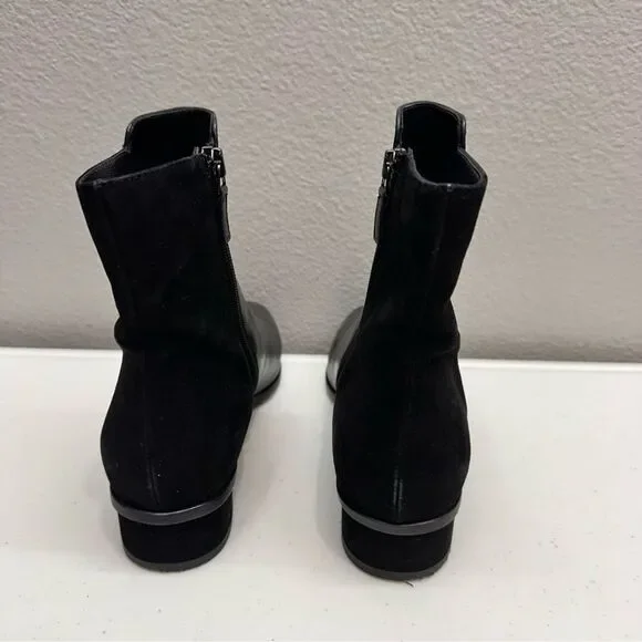 Aquatalia Boots Size 9 Lucia Black Ankle Womens Leather Suede Fall - Picture 5 of 8